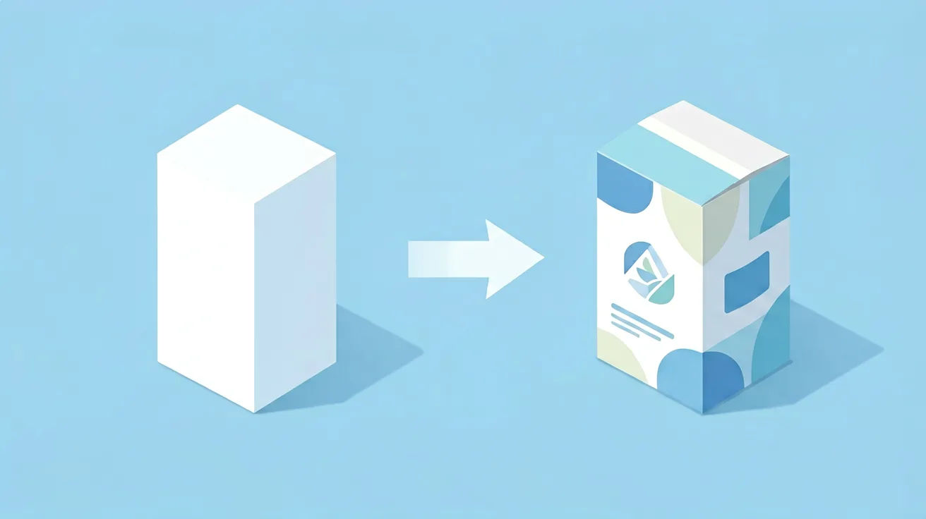 Private label concept: generic product transformed into branded product